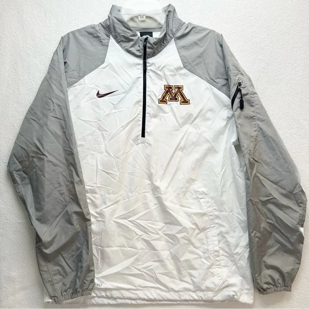Nike university of Minnesota gophers 1/4 zip mens size M White Gray